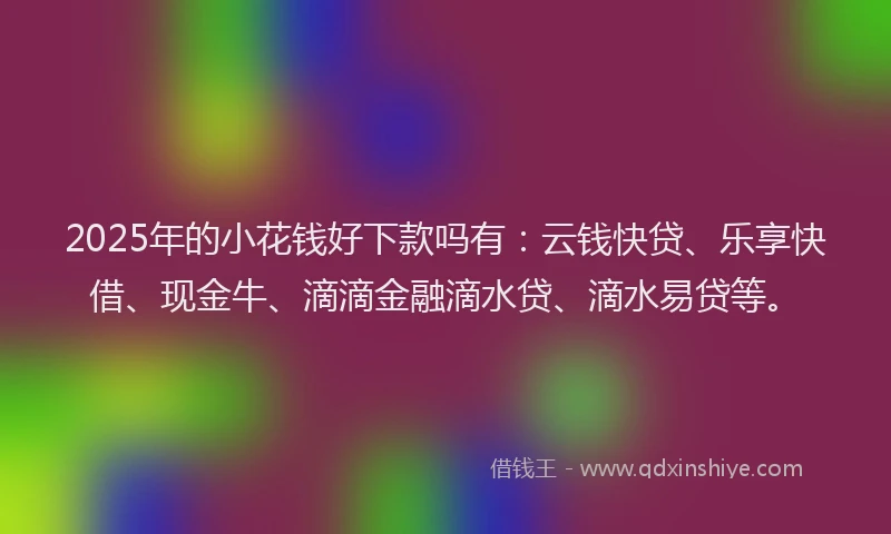 2025年的小花钱好下款吗有：云钱快贷、乐享快借、现金牛、滴滴金融滴水贷、滴水易贷等。