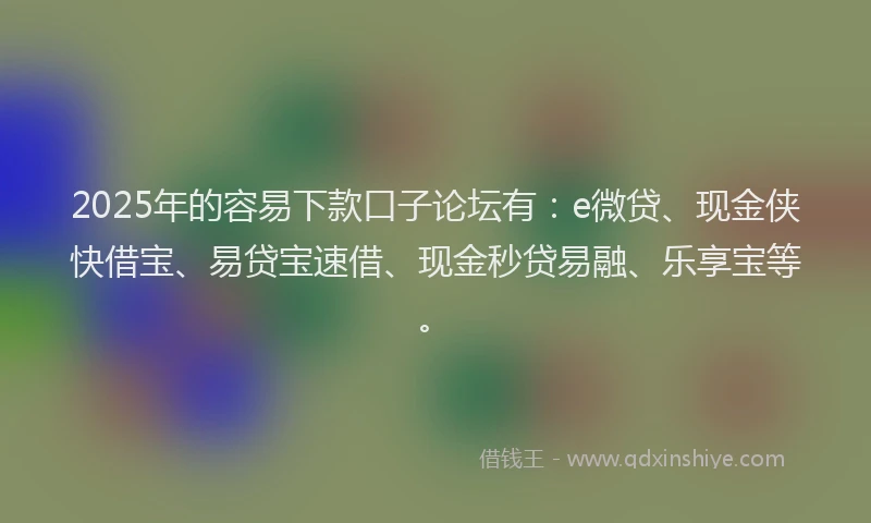 2025年的容易下款口子论坛有：e微贷、现金侠快借宝、易贷宝速借、现金秒贷易融、乐享宝等。