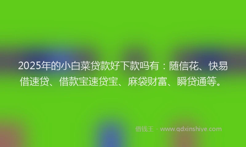 2025年的小白菜贷款好下款吗有：随信花、快易借速贷、借款宝速贷宝、麻袋财富、瞬贷通等。