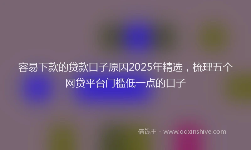 容易下款的贷款口子原因2025年精选，梳理五个网贷平台门槛低一点的口子