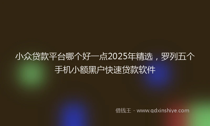 小众贷款平台哪个好一点2025年精选，罗列五个手机小额黑户快速贷款软件