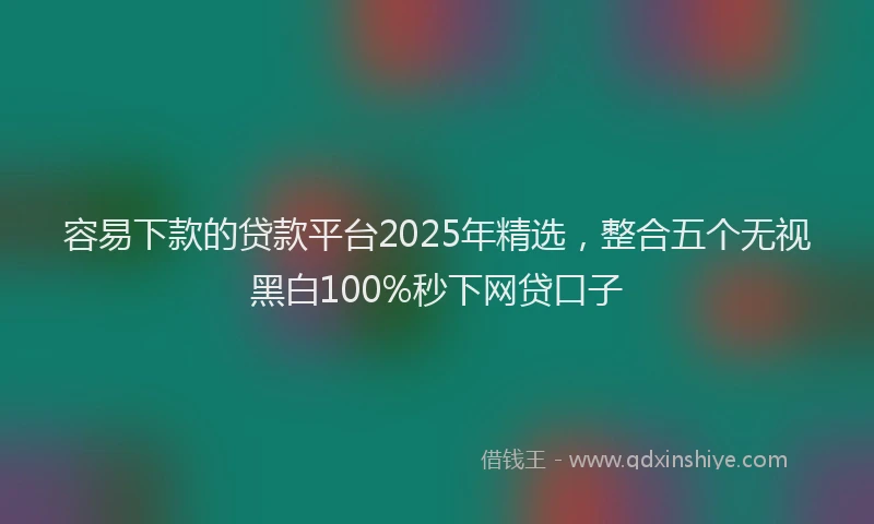 容易下款的贷款平台2025年精选，整合五个无视黑白100%秒下网贷口子