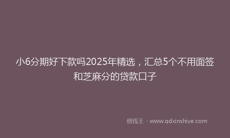 小6分期好下款吗2025年精选，汇总5个不用面签和芝麻分的贷款口子