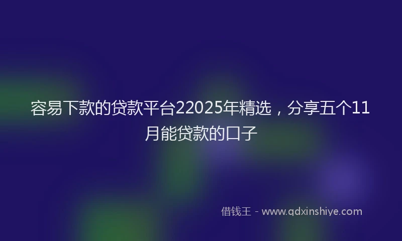 容易下款的贷款平台22025年精选，分享五个11月能贷款的口子