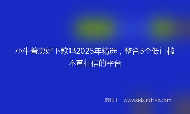 小牛普惠好下款吗2025年精选，整合5个低门槛不查征信的平台