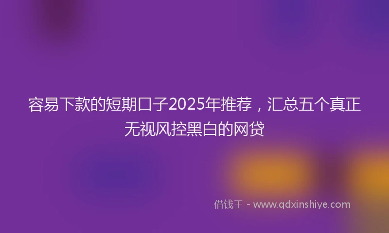 容易下款的短期口子2025年推荐，汇总五个真正无视风控黑白的网贷