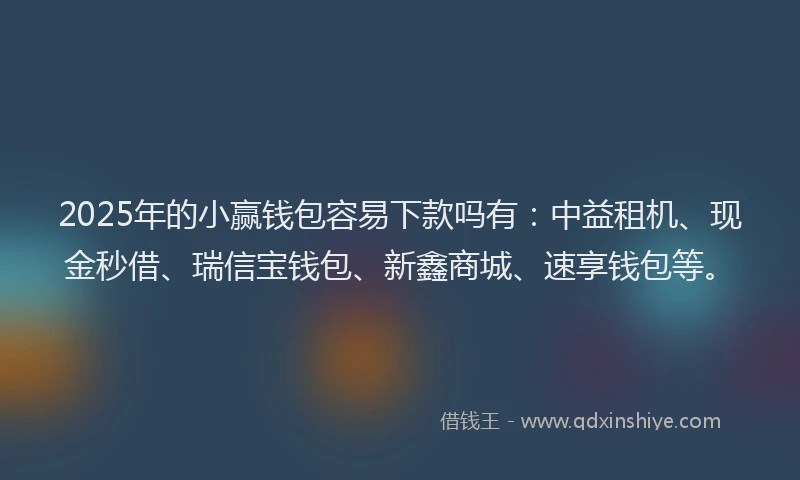 2025年的小赢钱包容易下款吗有：中益租机、现金秒借、瑞信宝钱包、新鑫商城、速享钱包等。