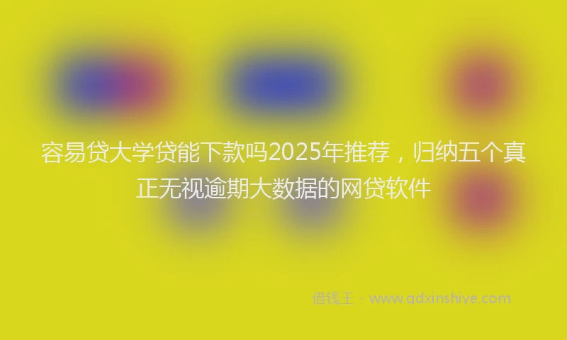 容易贷大学贷能下款吗2025年推荐，归纳五个真正无视逾期大数据的网贷软件