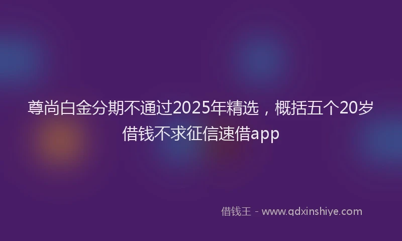 尊尚白金分期不通过2025年精选，概括五个20岁借钱不求征信速借app