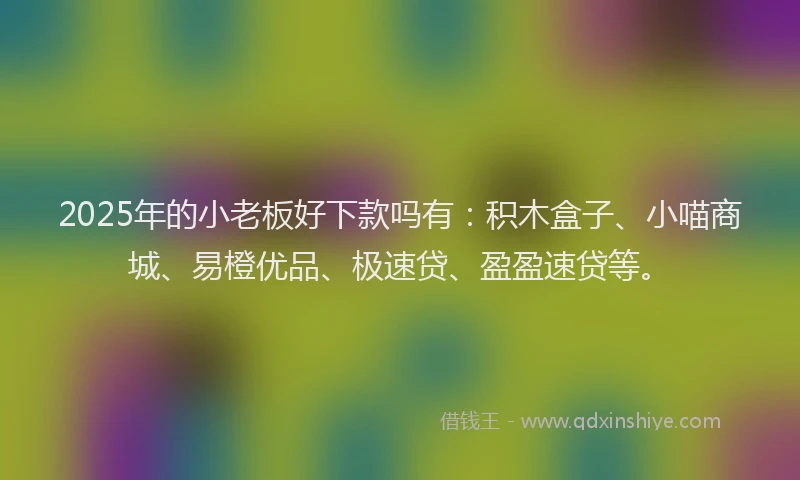 2025年的小老板好下款吗有：积木盒子、小喵商城、易橙优品、极速贷、盈盈速贷等。