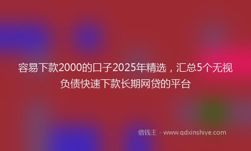 容易下款2000的口子2025年精选，汇总5个无视负债快速下款长期网贷的平台