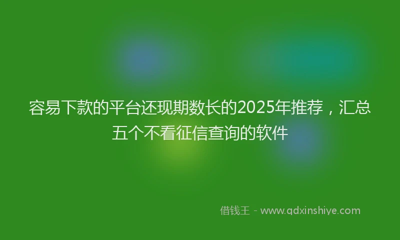 容易下款的平台还现期数长的2025年推荐，汇总五个不看征信查询的软件