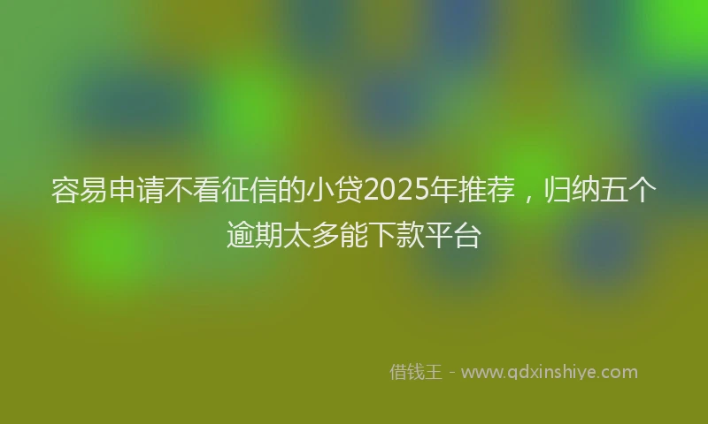 容易申请不看征信的小贷2025年推荐，归纳五个逾期太多能下款平台