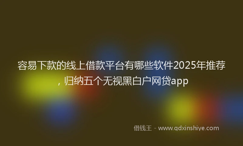 容易下款的线上借款平台有哪些软件2025年推荐，归纳五个无视黑白户网贷app