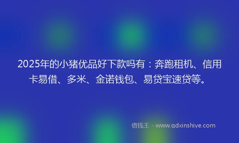 2025年的小猪优品好下款吗有：奔跑租机、信用卡易借、多米、金诺钱包、易贷宝速贷等。