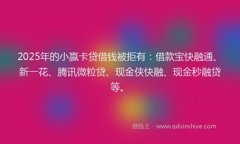 2025年的小赢卡贷借钱被拒有：借款宝快融通、新一花、腾讯微粒贷、现金侠快融、现金秒融贷等。