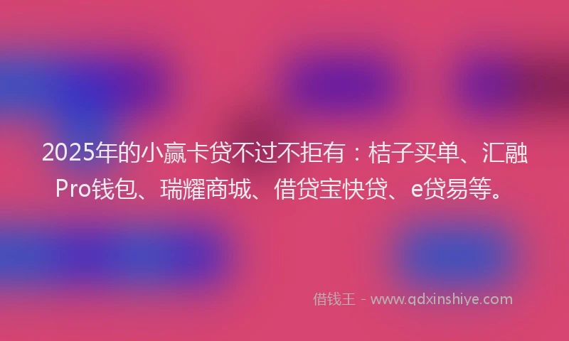 2025年的小赢卡贷不过不拒有：桔子买单、汇融Pro钱包、瑞耀商城、借贷宝快贷、e贷易等。