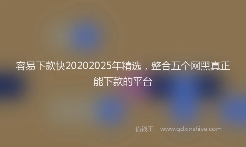 容易下款快20202025年精选，整合五个网黑真正能下款的平台