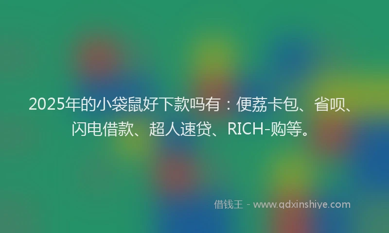 2025年的小袋鼠好下款吗有：便荔卡包、省呗、闪电借款、超人速贷、RICH-购等。
