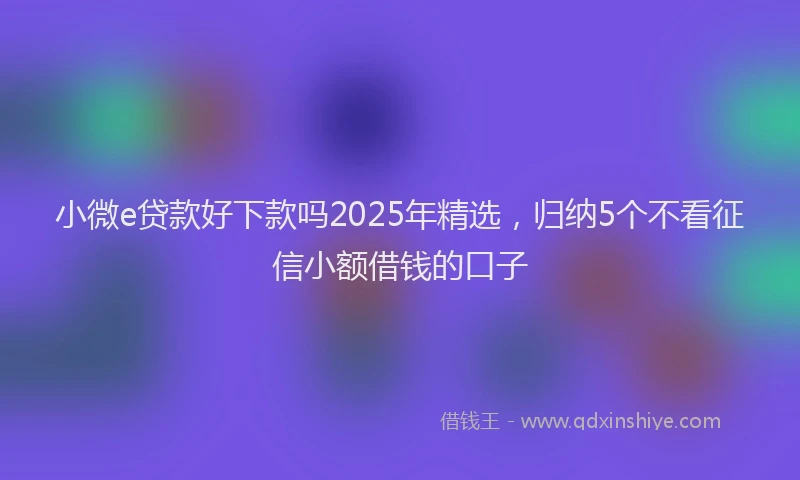 小微e贷款好下款吗2025年精选，归纳5个不看征信小额借钱的口子