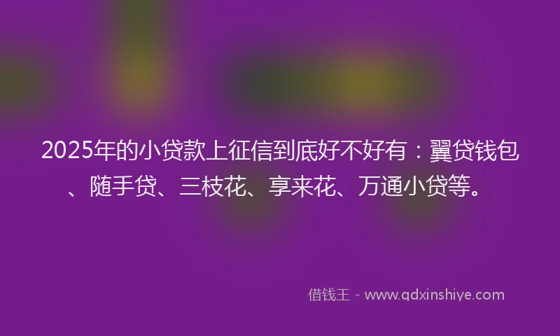 2025年的小贷款上征信到底好不好有：翼贷钱包、随手贷、三枝花、享来花、万通小贷等。