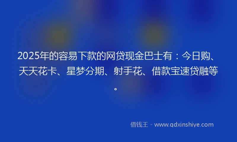 2025年的容易下款的网贷现金巴士有：今日购、天天花卡、星梦分期、射手花、借款宝速贷融等。