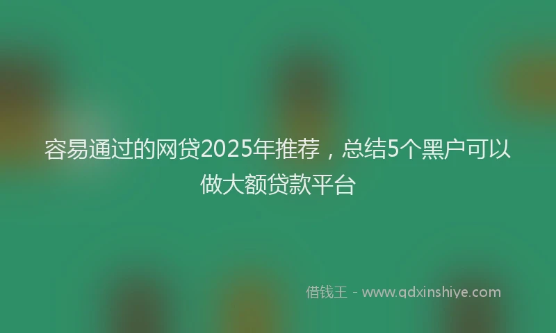 容易通过的网贷2025年推荐，总结5个黑户可以做大额贷款平台