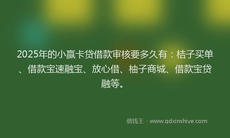 2025年的小赢卡贷借款审核要多久有：桔子买单、借款宝速融宝、放心借、柚子商城、借款宝贷融等。