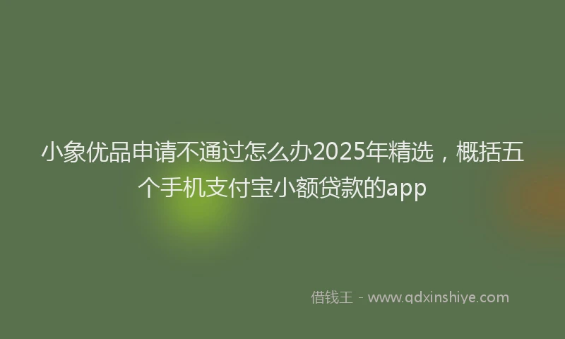 小象优品申请不通过怎么办2025年精选，概括五个手机支付宝小额贷款的app