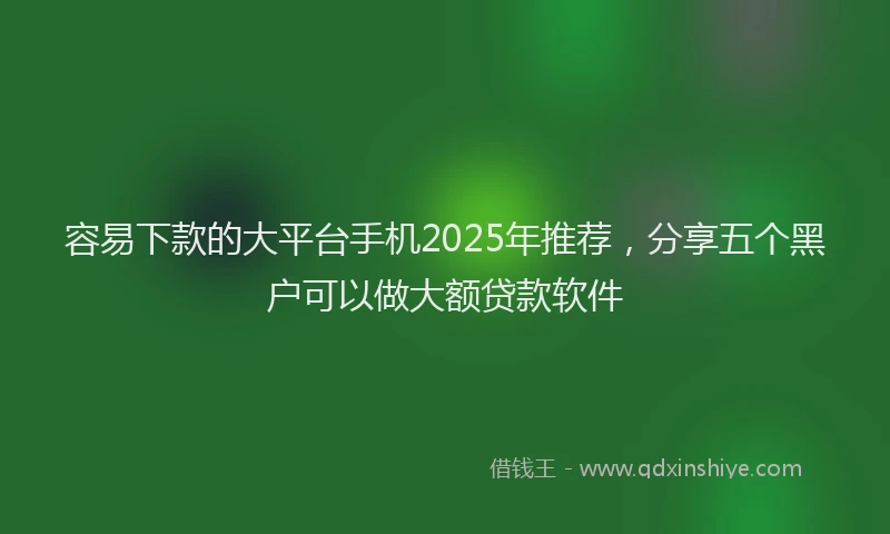 容易下款的大平台手机2025年推荐，分享五个黑户可以做大额贷款软件