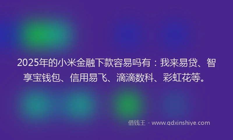 2025年的小米金融下款容易吗有：我来易贷、智享宝钱包、信用易飞、滴滴数科、彩虹花等。