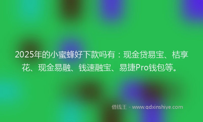 2025年的小蜜蜂好下款吗有：现金贷易宝、桔享花、现金易融、钱速融宝、易捷Pro钱包等。