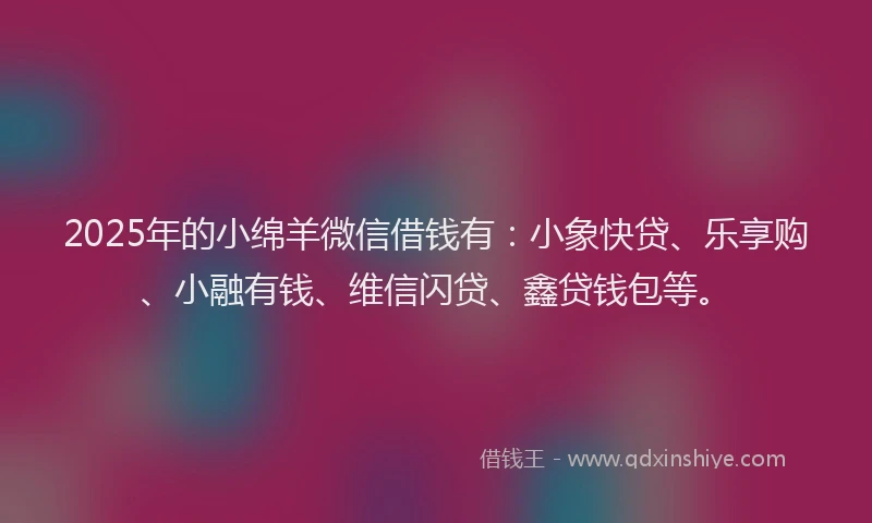 2025年的小绵羊微信借钱有：小象快贷、乐享购、小融有钱、维信闪贷、鑫贷钱包等。