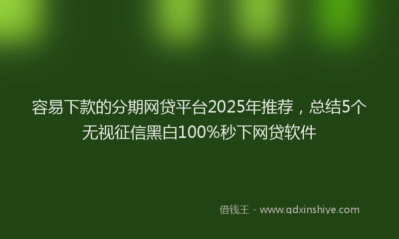 容易下款的分期网贷平台2025年推荐，总结5个无视征信黑白100%秒下网贷软件