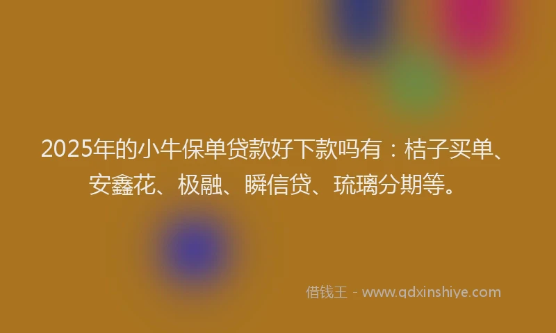 2025年的小牛保单贷款好下款吗有：桔子买单、安鑫花、极融、瞬信贷、琉璃分期等。