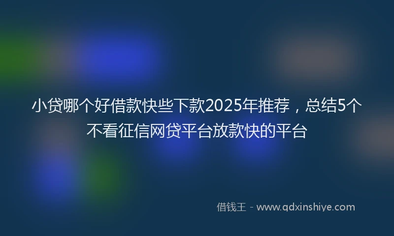 小贷哪个好借款快些下款2025年推荐，总结5个不看征信网贷平台放款快的平台