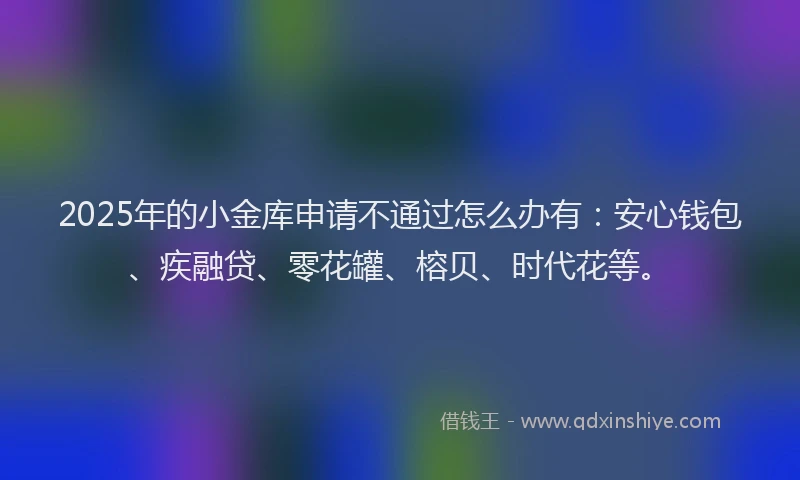 2025年的小金库申请不通过怎么办有：安心钱包、疾融贷、零花罐、榕贝、时代花等。