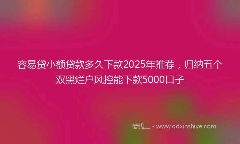 容易贷小额贷款多久下款2025年推荐，归纳五个双黑烂户风控能下款5000口子