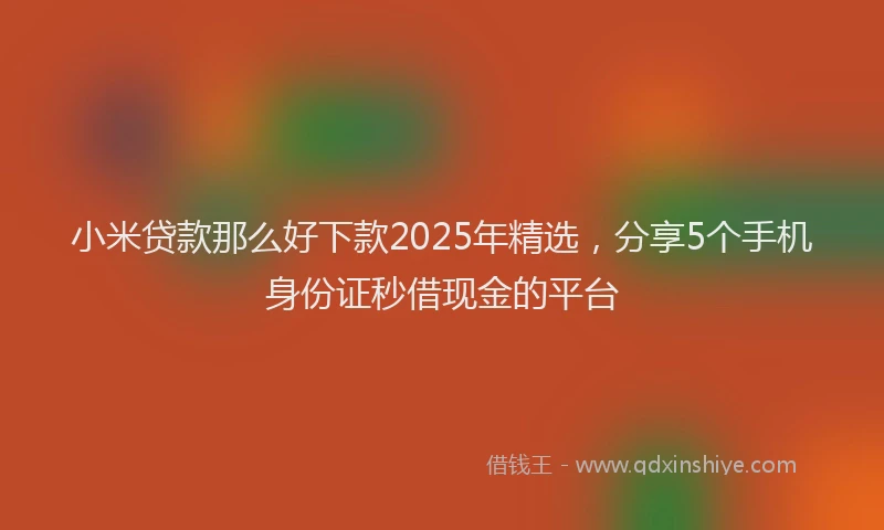 小米贷款那么好下款2025年精选，分享5个手机身份证秒借现金的平台