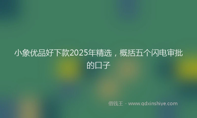 小象优品好下款2025年精选，概括五个闪电审批的口子