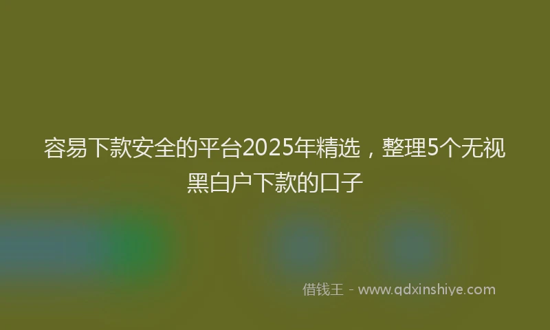 容易下款安全的平台2025年精选，整理5个无视黑白户下款的口子