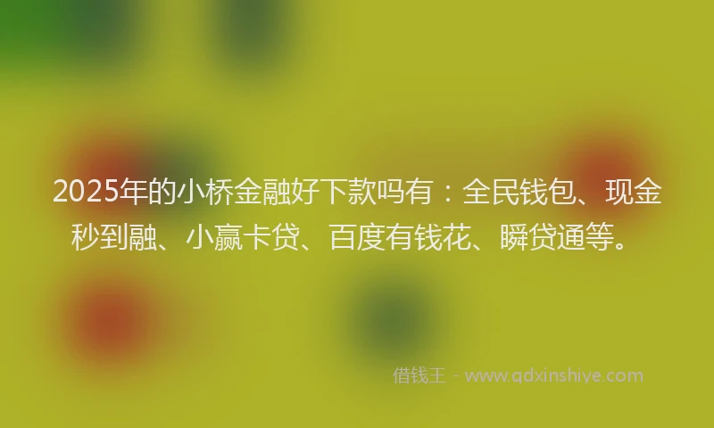 2025年的小桥金融好下款吗有：全民钱包、现金秒到融、小赢卡贷、百度有钱花、瞬贷通等。