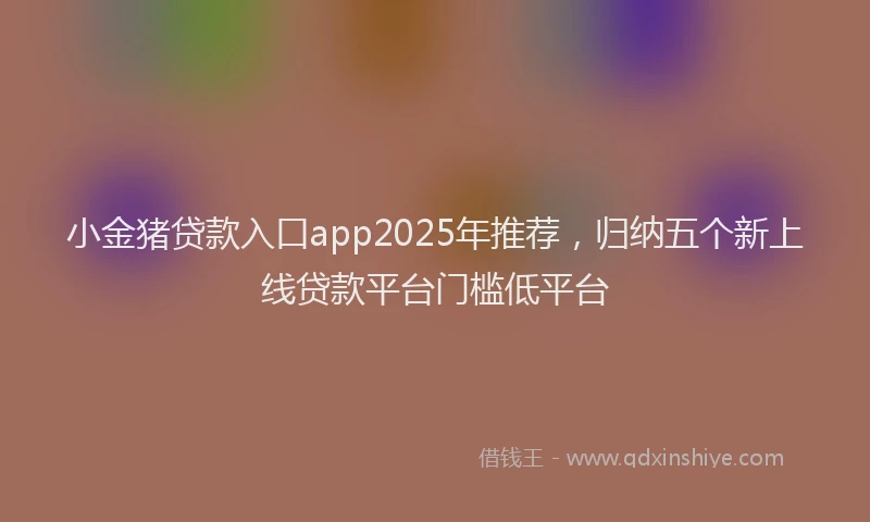 小金猪贷款入口app2025年推荐，归纳五个新上线贷款平台门槛低平台