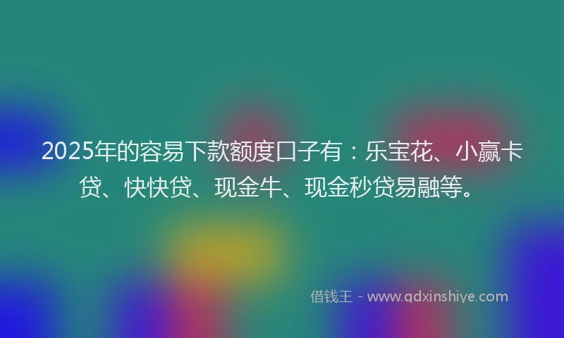 2025年的容易下款额度口子有：乐宝花、小赢卡贷、快快贷、现金牛、现金秒贷易融等。