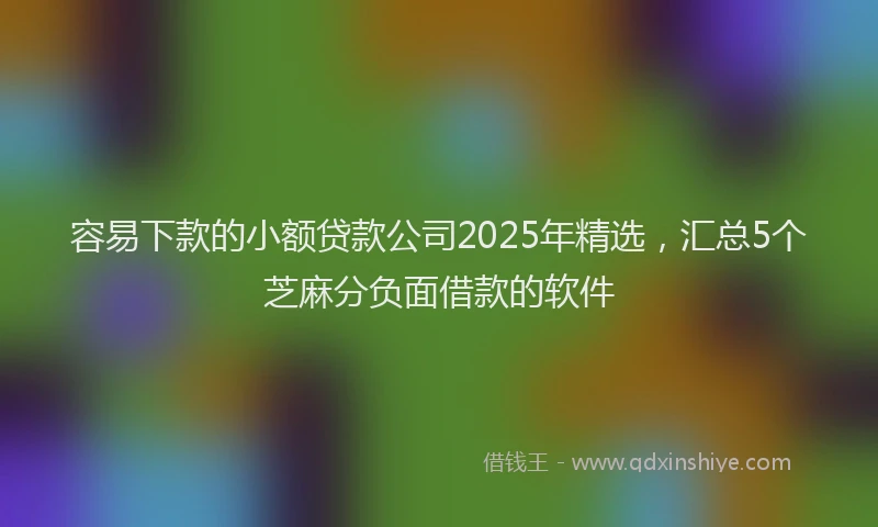 容易下款的小额贷款公司2025年精选，汇总5个芝麻分负面借款的软件