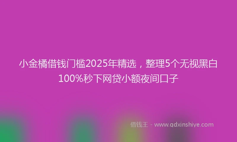小金橘借钱门槛2025年精选，整理5个无视黑白100%秒下网贷小额夜间口子