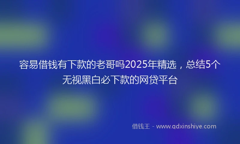 容易借钱有下款的老哥吗2025年精选，总结5个无视黑白必下款的网贷平台