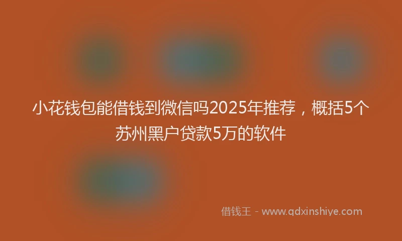 小花钱包能借钱到微信吗2025年推荐，概括5个苏州黑户贷款5万的软件