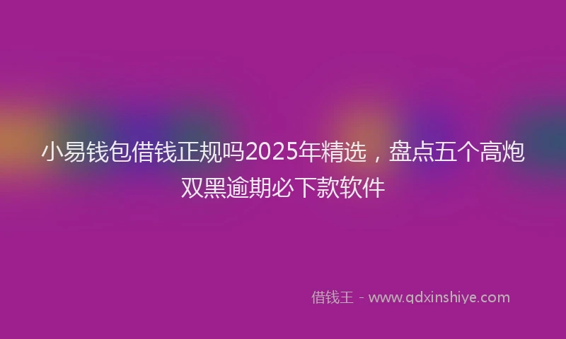 小易钱包借钱正规吗2025年精选，盘点五个高炮双黑逾期必下款软件