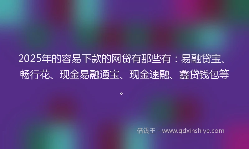 2025年的容易下款的网贷有那些有：易融贷宝、畅行花、现金易融通宝、现金速融、鑫贷钱包等。